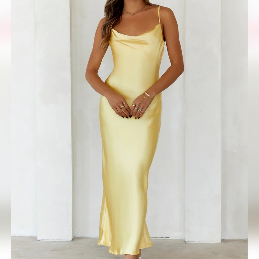 NWT Dear Amelia cowl neck yellow maxi dress